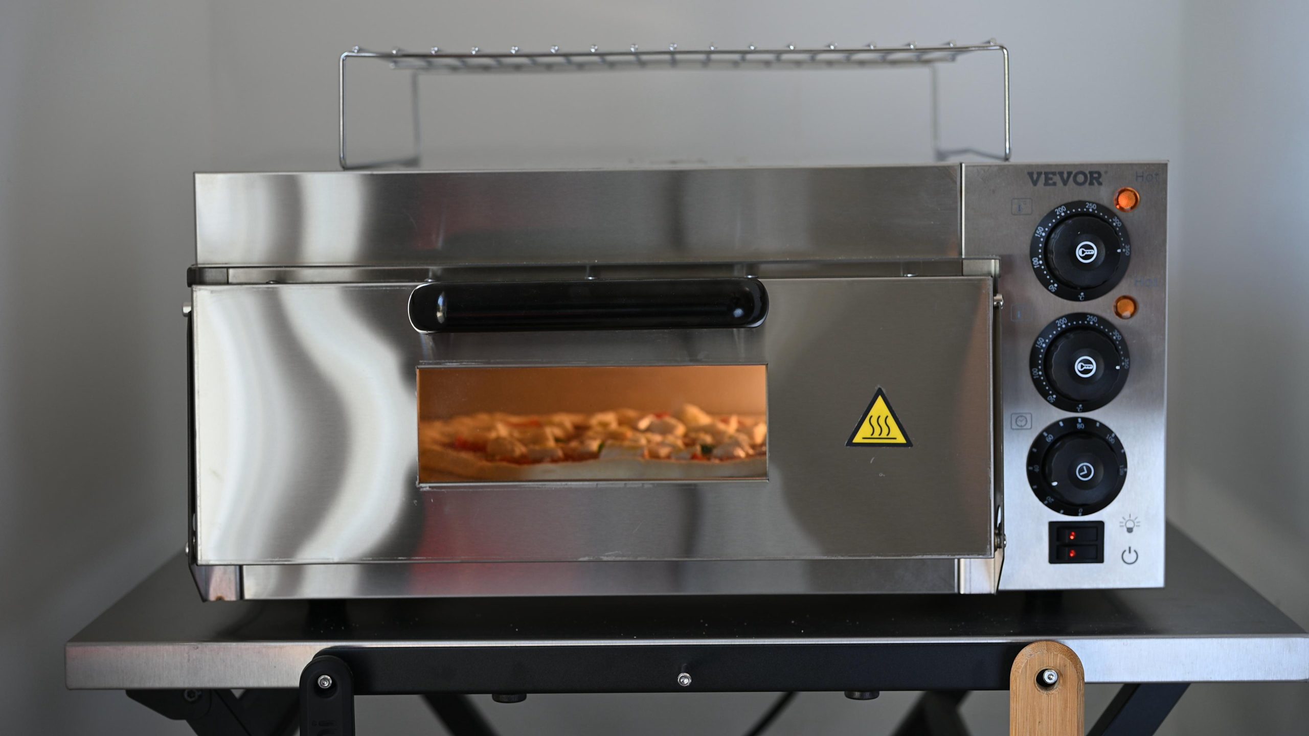 Four à Pizza électrique 32 Cm - Monte à 400°C, Cuit Une Pizza En 3-6 Min, 1500W, Plateau Céramique - Pour Maison Et Extérieur