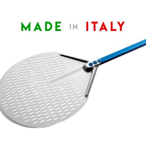 Pelle à Pizza Perforée Napoletana 26x178 Cm - Acier Inoxydable Gi.Metal Fabriqué En Italie