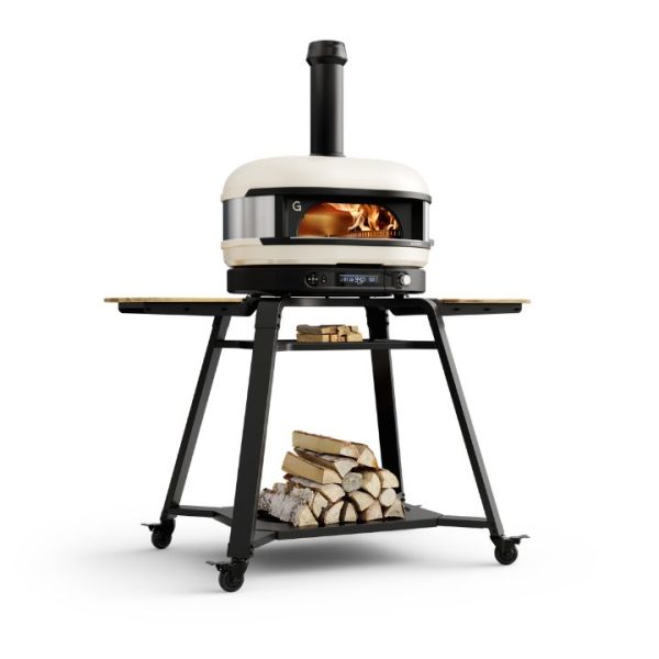 Chariot à roulette pour four à pizza Gozney Dome Gen 2 couleur creme vue latérale
