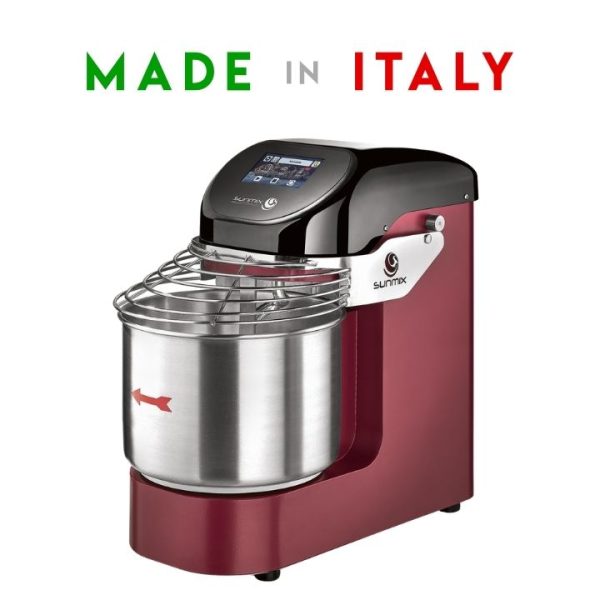 Pétrin à spirale Sunmix Evo10 couleur rouge rubis avec écran tactile