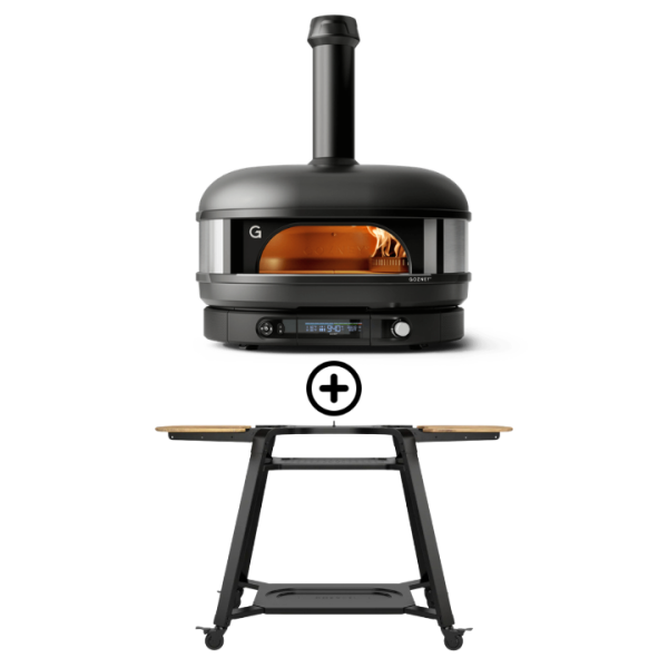 Pack Dome Gen 2 couleur noir four a pizza hybride gaz et charbon avec chariot