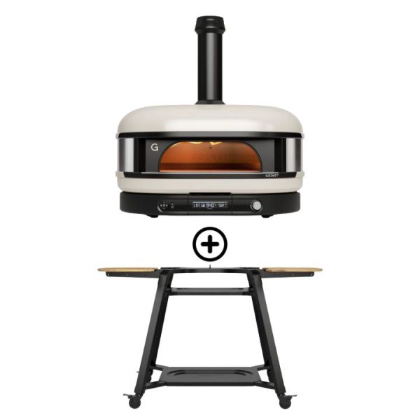 Pack Dome XL Gen 2 couleur blanc four a pizza hybride gaz et charbon avec chariot