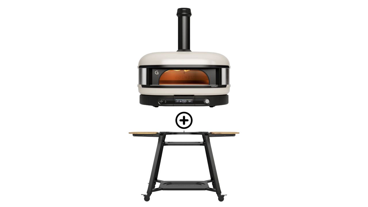 Pack Dome XL Gen 2 couleur blanc four a pizza hybride gaz et charbon avec chariot Pack Dome XL Gen 2 couleur blanc four a pizza hybride gaz et charbon avec chariot