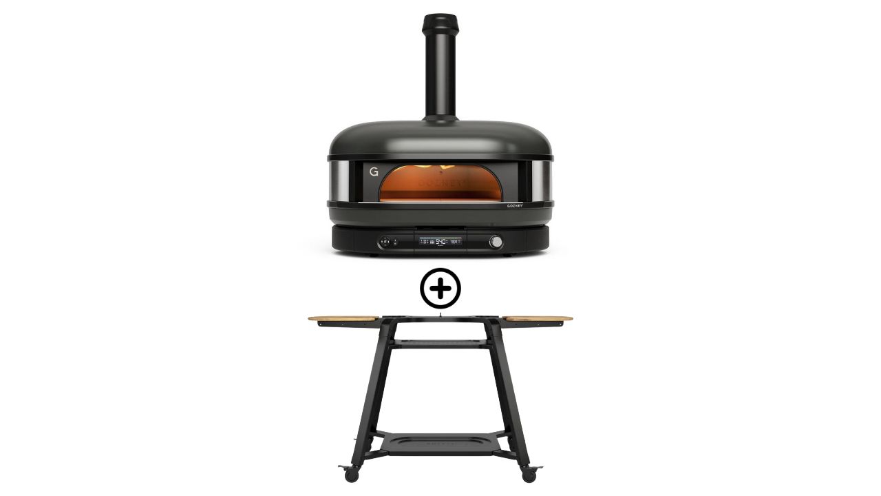Pack Dome XL Gen 2 couleur noir four a pizza hybride gaz et charbon avec chariot Pack Dome XL Gen 2 couleur noir four a pizza hybride gaz et charbon avec chariot
